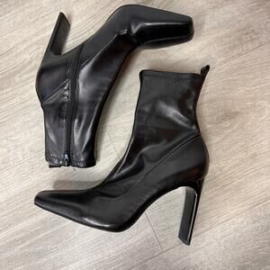 Zara Boots Womens Size EU 41 / US 10 Black Square Toe Funky Heel Witchycore